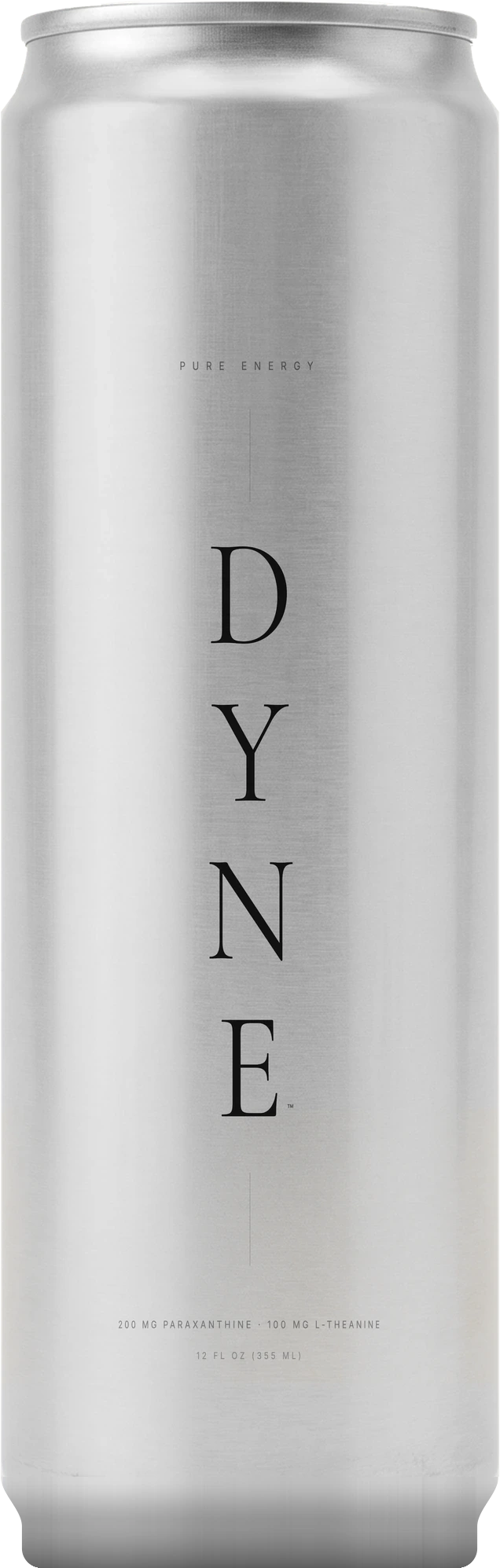 A slim silver DYNE can